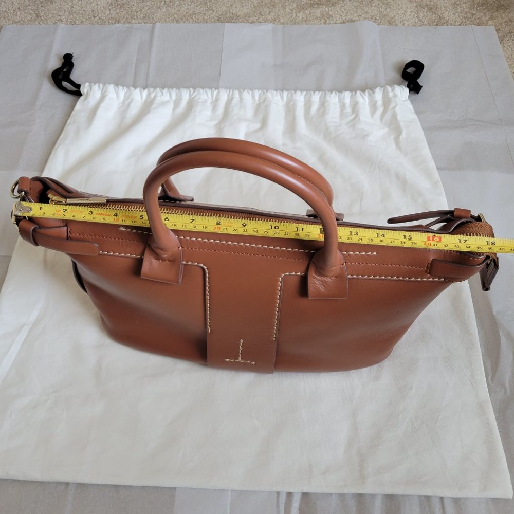 Theory T Bar Ames Leather Handbag Satchel Crossbody Purse Shoulder Bag Weekender - Picture 8 of 13